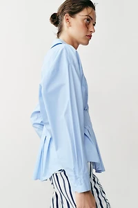 PLEATED POPLIN SHIRT