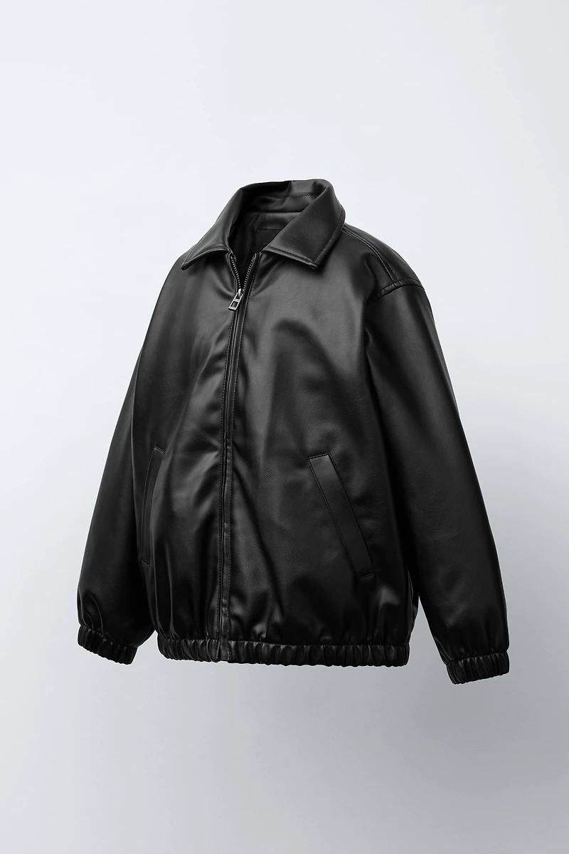 FAUX LEATHER BOMBER JACKET