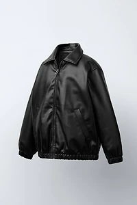FAUX LEATHER BOMBER JACKET