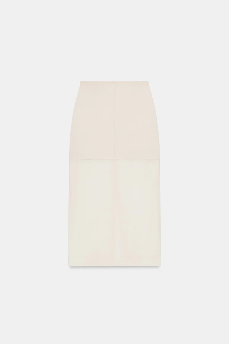 CONTRASTING KNIT PENCIL SKIRT
