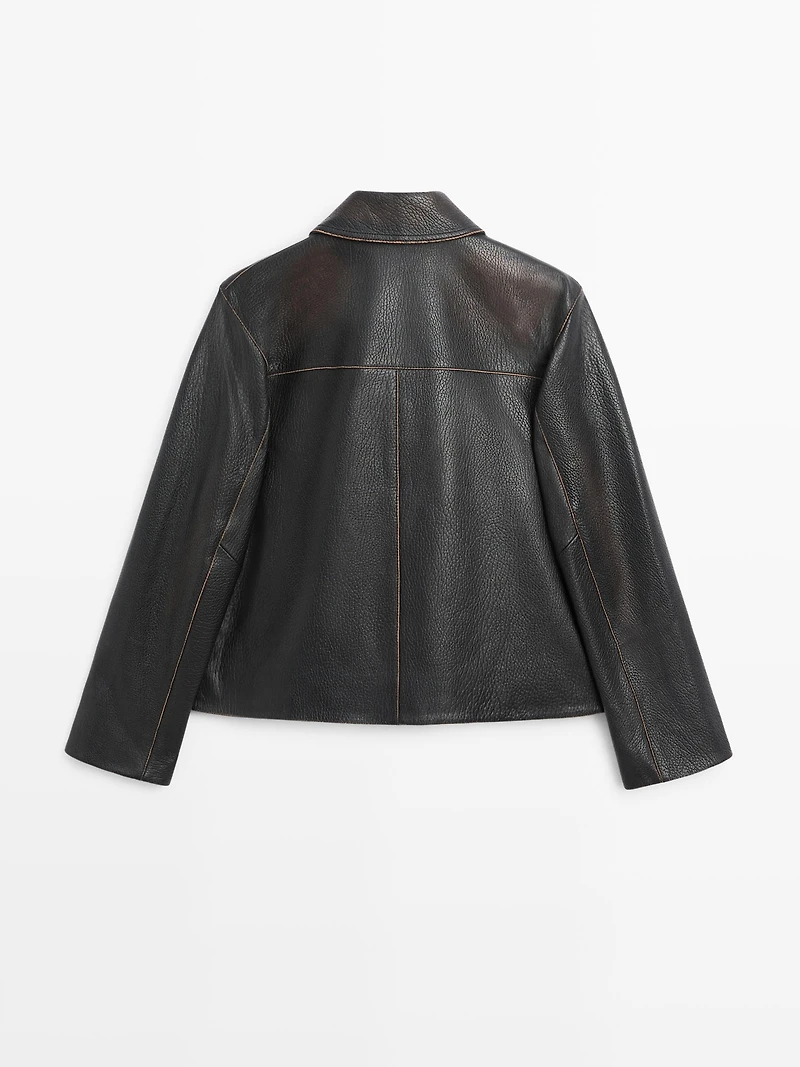 Short nappa leather jacket