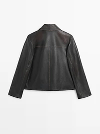 Short nappa leather jacket