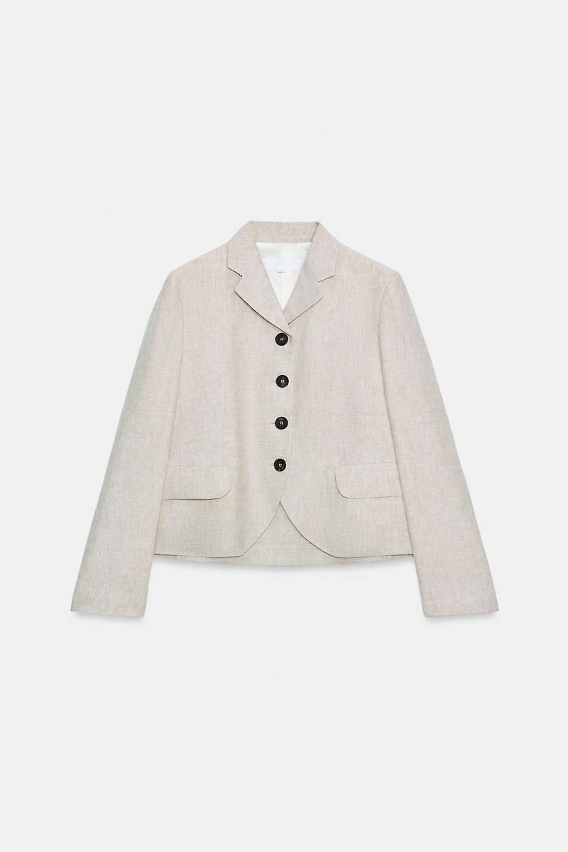 STRAIGHT CUT LINEN BLAZER WITH DARTS
