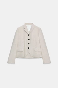 STRAIGHT CUT LINEN BLAZER WITH DARTS