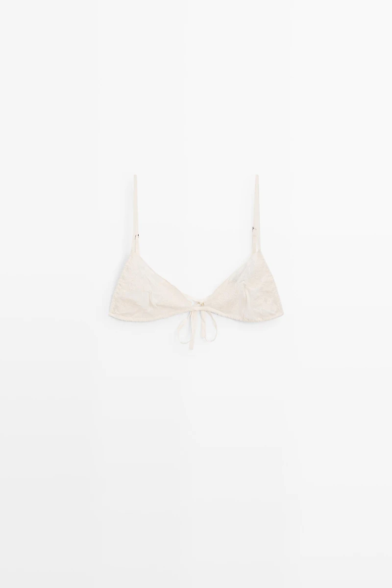 Embroidered bralette with bow detail