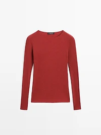 Long sleeve T-shirt with ribbed detail