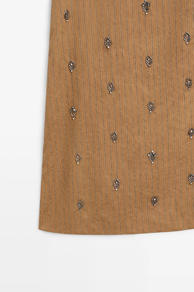 Midi pareo skirt with appliqués