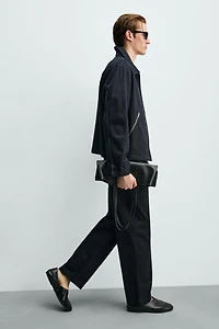 CONTRAST TOPSTITCHING DENIM CHINO PANTS