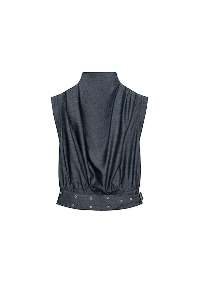 LINEN BUCKLE STUD TOP