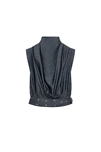 LINEN BUCKLE STUD TOP