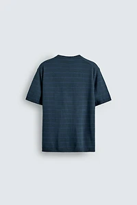 STRIPED COTTON LINEN BLEND KNIT T-SHIRT