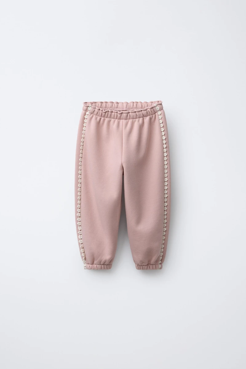 PANTALON DE JOGGING EN DENTELLE À FLEURS