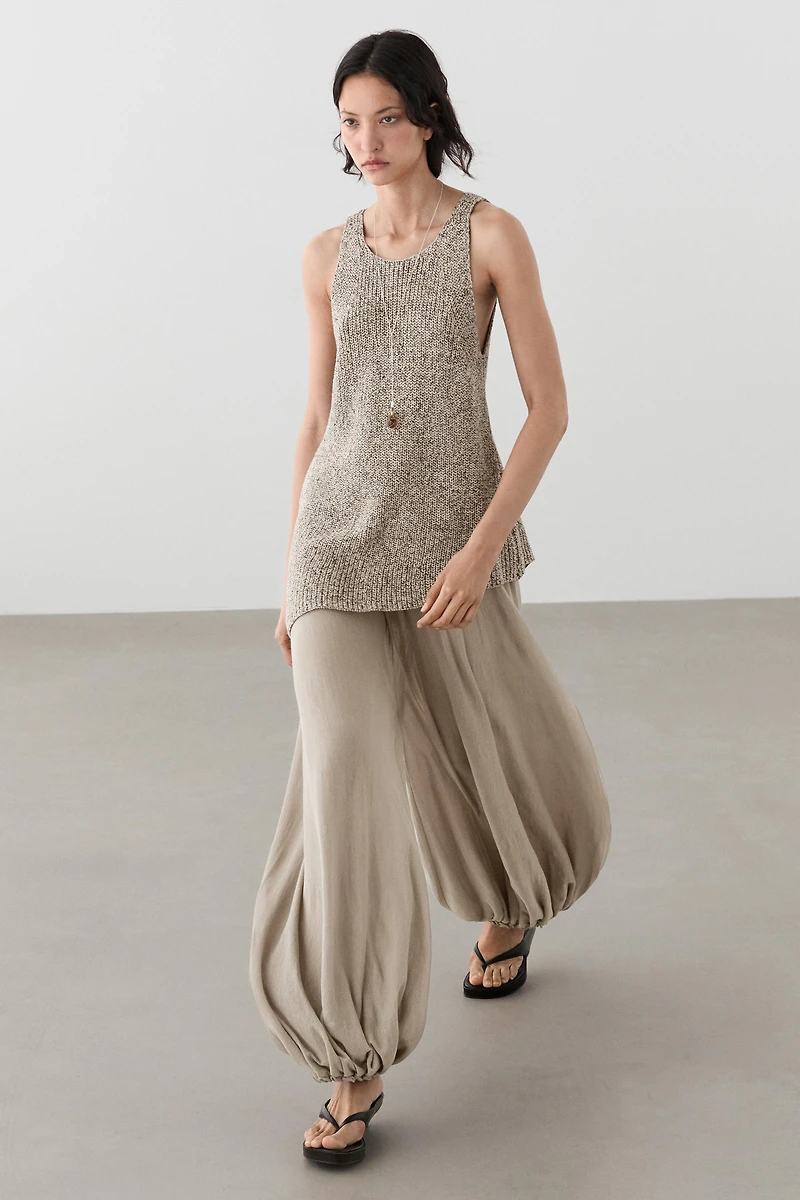 Sarouel trousers with wide waistband