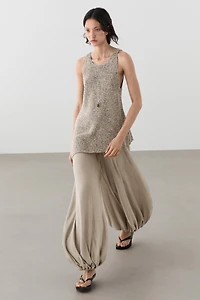 Sarouel trousers with wide waistband