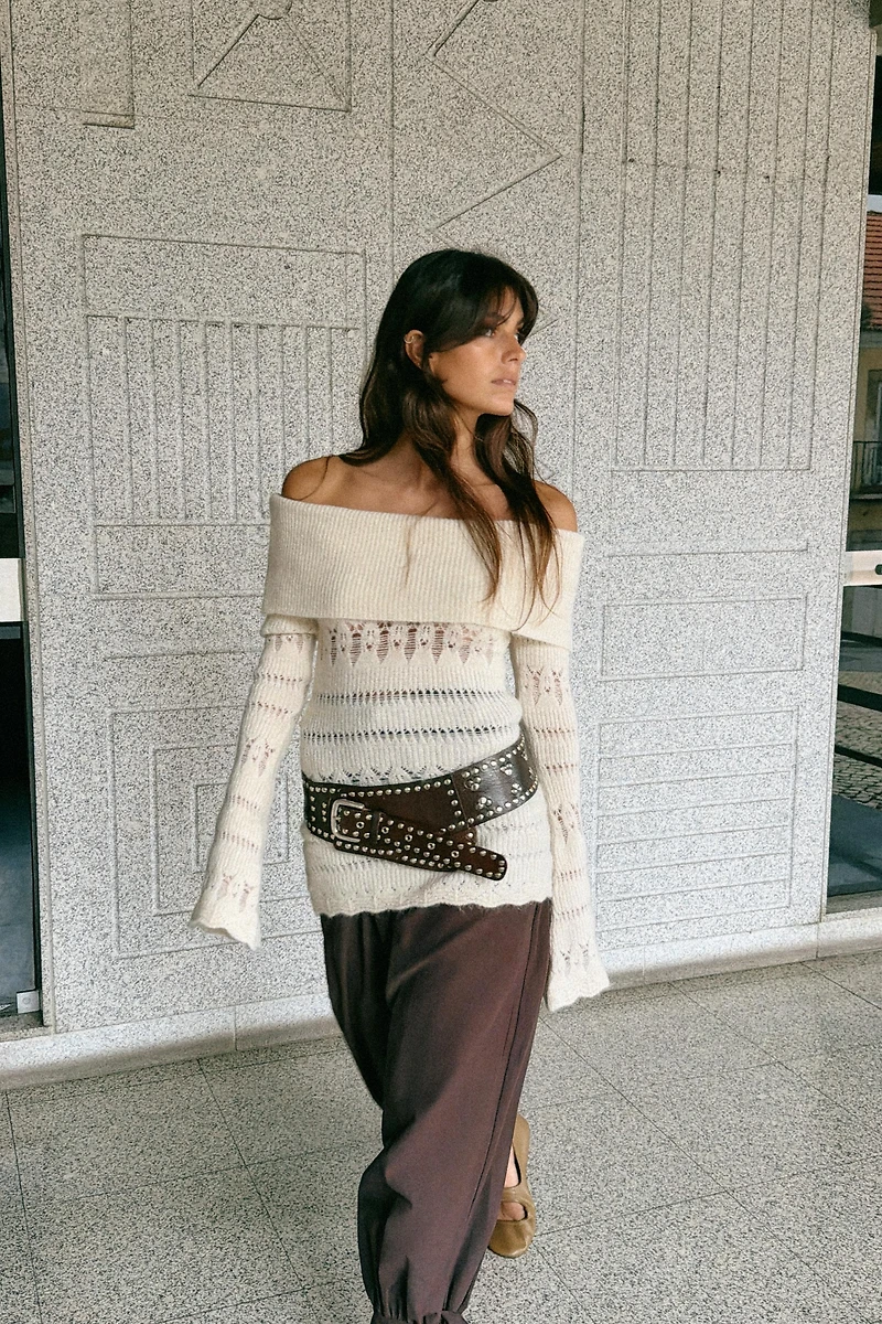 OPENWORK OFF-THE-SHOULDER JUMPER