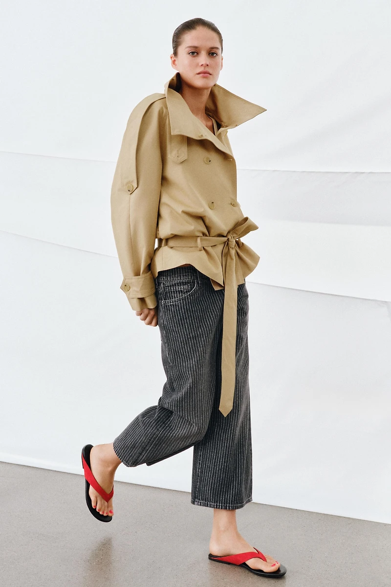 ZW COLLECTION MID-RISE STRIPED CULOTTE JEANS