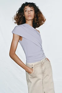 ASYMMETRIC DRAPED BODYSUIT