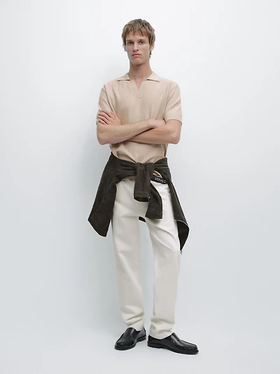 Jacquard knit polo sweater