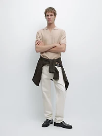 Jacquard knit polo sweater