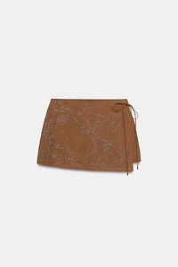 BEADED TIE SKORT