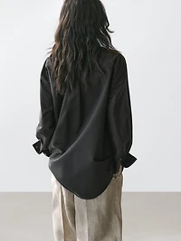 Bib front shirt with embroidered detail