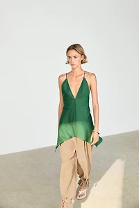 Asymmetric spaghetti strap top