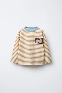 STRIPED APPLE PATCH T-SHIRT