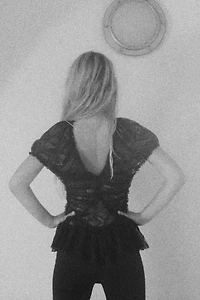 DRAPED LACE TOP