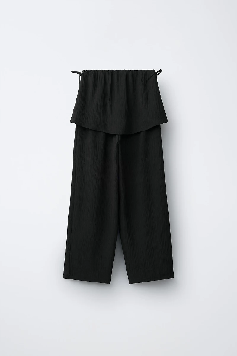 TEXTURED WIDE LEG SKIRT PANTS