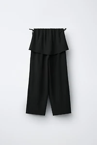 TEXTURED WIDE LEG SKIRT PANTS