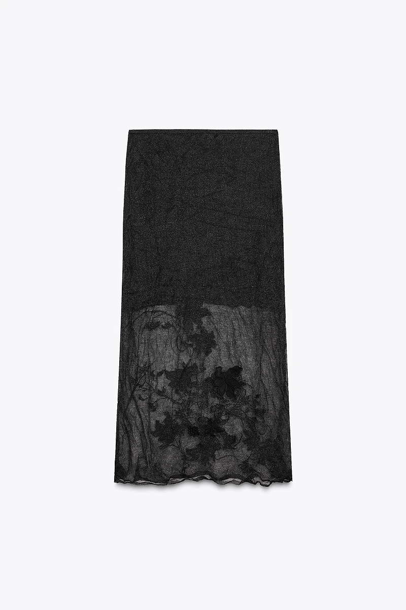 JUPE SEMI-TRANSPARENTE EN MAILLE STRUCTURÉE