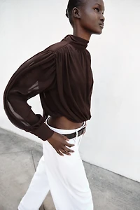 DRAPED BOW BLOUSE