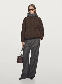 Water-repellent hooded puffer jacket