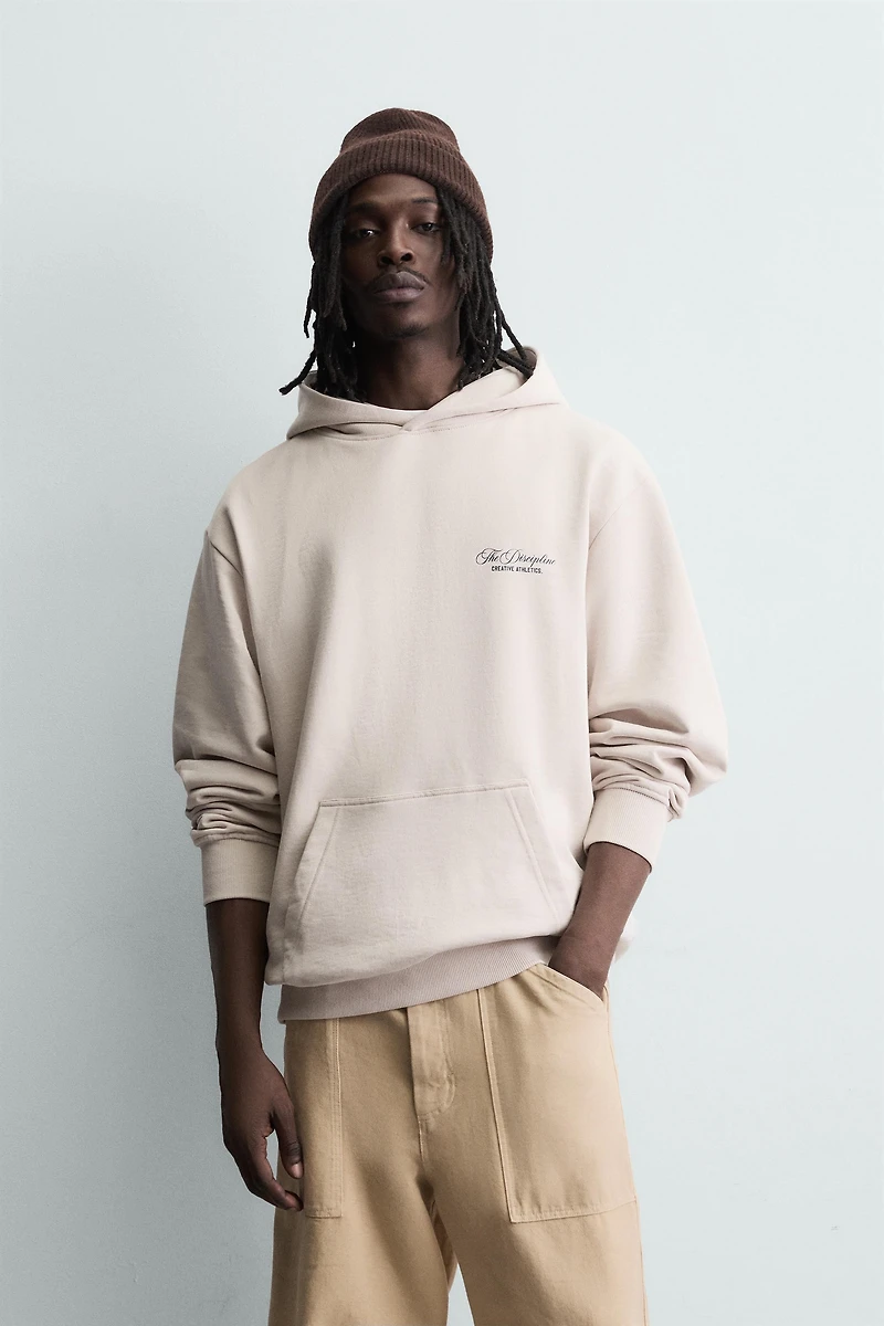 TEXT PRINTED HOODIE SWEATSHIRT