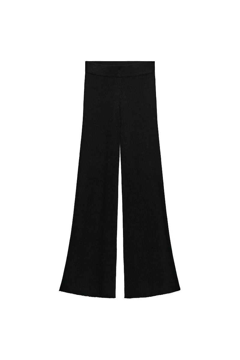 RIBBED WIDE LEG PANTS