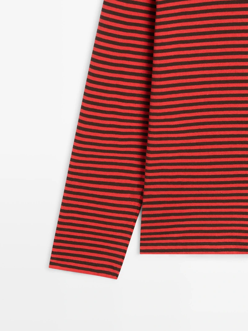Striped long sleeve cotton T-shirt