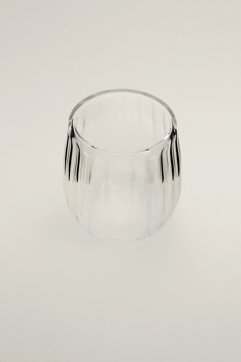 BOROSILICATE GLASS TUMBLER WITH RAISED LINES