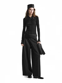 Lyocell and wool crossover top