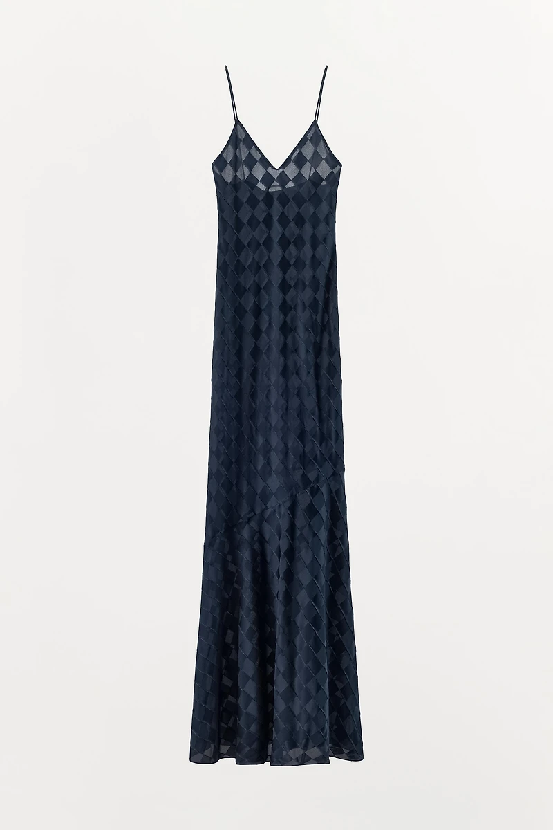 100% SILK DIAMOND JACQUARD DRESS