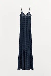 100% SILK DIAMOND JACQUARD DRESS
