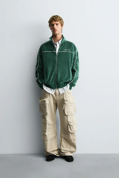 VELOUR ZIP SWEATSHIRT