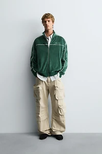 VELOUR ZIP SWEATSHIRT
