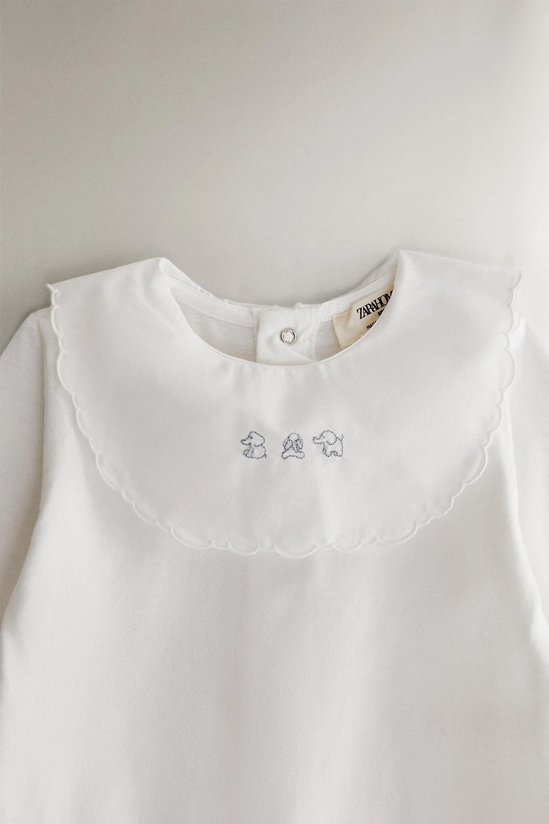CHILDREN'S EMBROIDERED ELEPHANT ROMPER