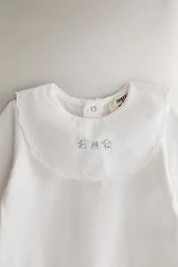 CHILDREN'S EMBROIDERED ELEPHANT ROMPER