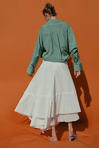 JUPE ASYMÉTRIQUE EN TISSU RUSTIQUE