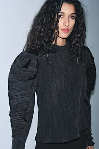 ZW COLLECTION WRINKLED PUFF SLEEVE BLOUSE