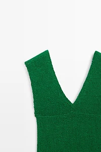 Cotton blend V-neck knit top
