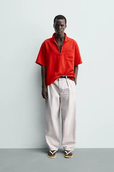 COTTON - LINEN POLO SHIRT