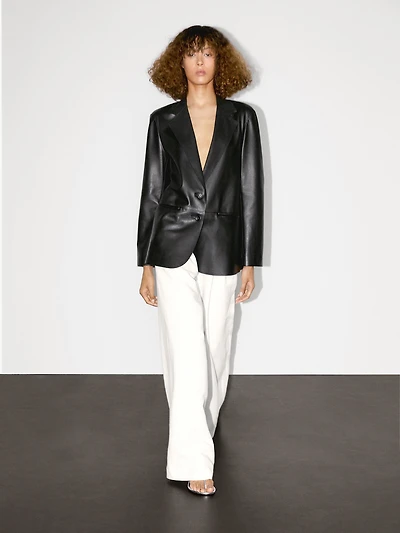 Blazer fluide en cuir nappa