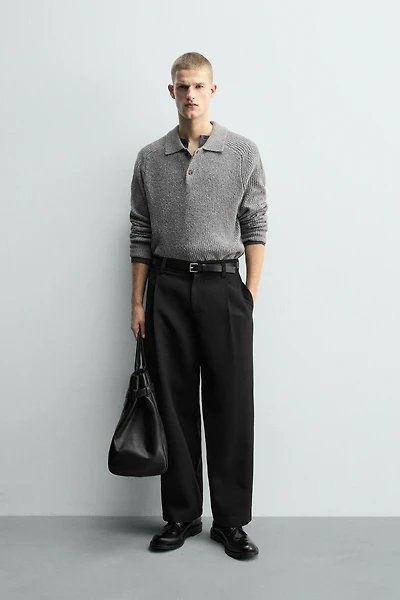 BOUCLÉ TEXTURED KNIT POLO SHIRT